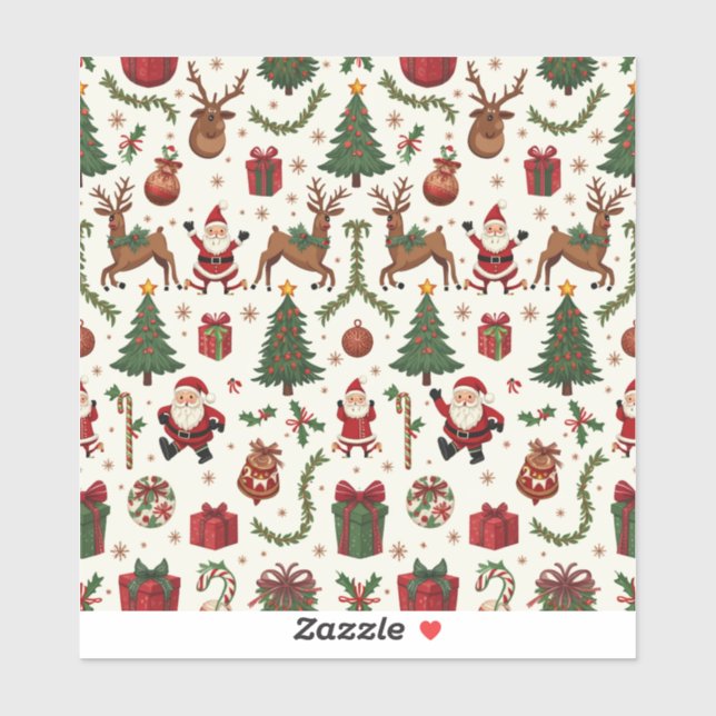Vintage Christmas Vinyl Sticker (Sheet)