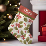 Vintage Christmas Watercolor Holly Leaves Monogram Small Christmas Stocking<br><div class="desc">Celebrate the holiday season with this charming vintage Christmas stocking featuring beautiful watercolor holly leaves and a customizable monogram. Crafted with attention to detail, this stocking adds a touch of elegance and nostalgia to your holiday decor. Perfect for hanging by the fireplace, it makes a wonderful gift for loved ones....</div>