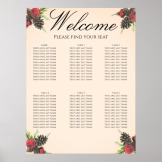 Vintage Christmas Wedding Seating Plan Poster