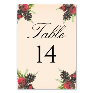 Vintage Christmas Wedding Table Number