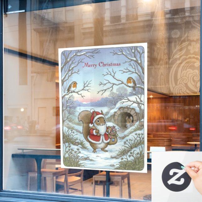 Vintage Christmas Window Cling (Cafe Window)