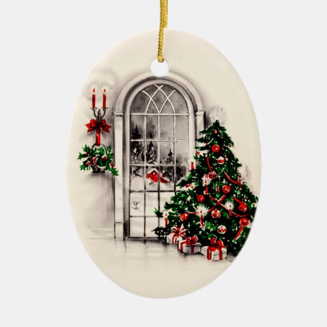 Vintage Christmas Window Lights Ornament (Front)