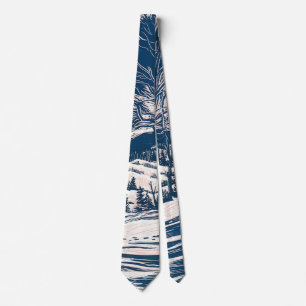 Vintage Christmas, Winter Mountain Landscape Tie