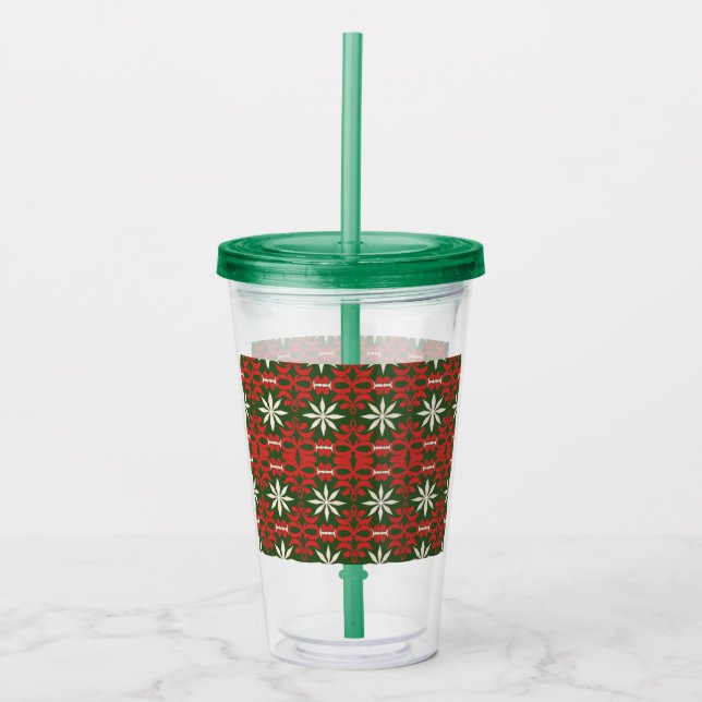 Vintage Christmas/winter patterned  Acrylic Tumbler (Front)