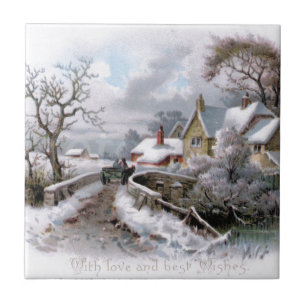 Vintage Christmas Winter Scene Tile