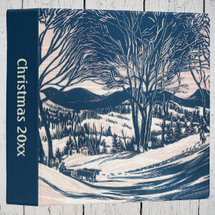Vintage Christmas, Winter Snow Mountain Landscape Binder