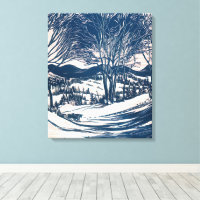 Vintage Christmas, Winter Snow Mountain Landscape 