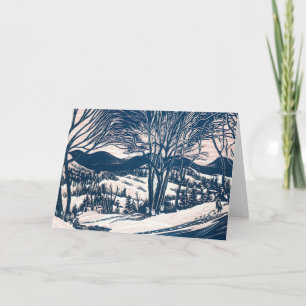Vintage Christmas, Winter Snow Mountain Landscape  Holiday Card