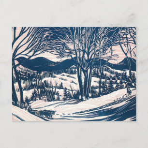 Vintage Christmas, Winter Snow Mountain Landscape Holiday Postcard