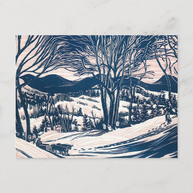 Vintage Christmas, Winter Snow Mountain Landscape  Holiday Postcard (Front)