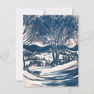 Vintage Christmas, Winter Snow Mountain Landscape  Invitation