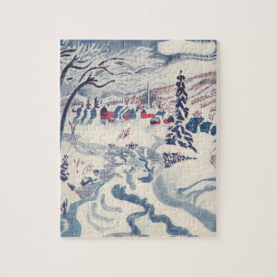 Vintage Christmas, Winter Village Snowscape Snow Jigsaw Puzzle