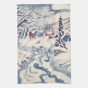 Vintage Christmas, Winter Village Snowscape Snow Kitchen Towel