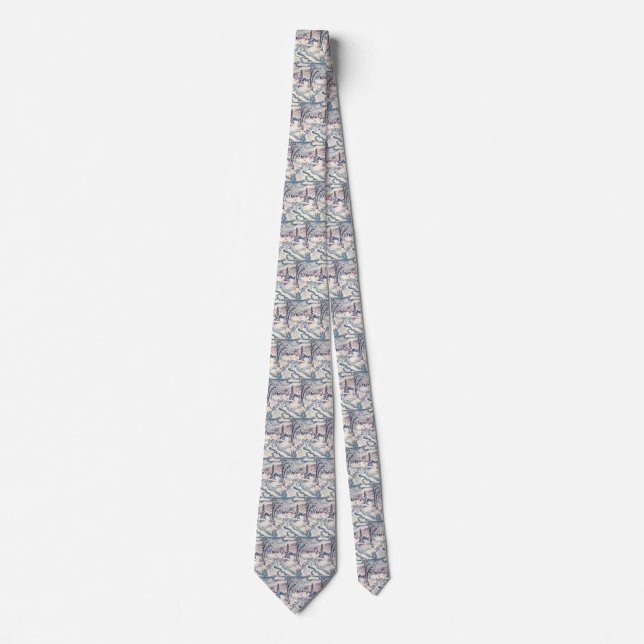 Vintage Christmas, Winter Village Snowscape Snow Tie (Front)