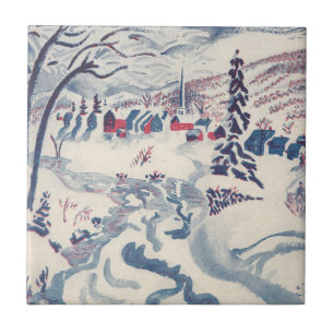 Vintage Christmas, Winter Village Snowscape Snow Tile