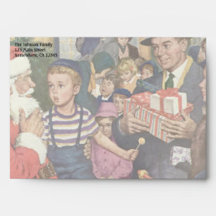Vintage Christmas Wish, Boy on Santa Claus Lap Envelope