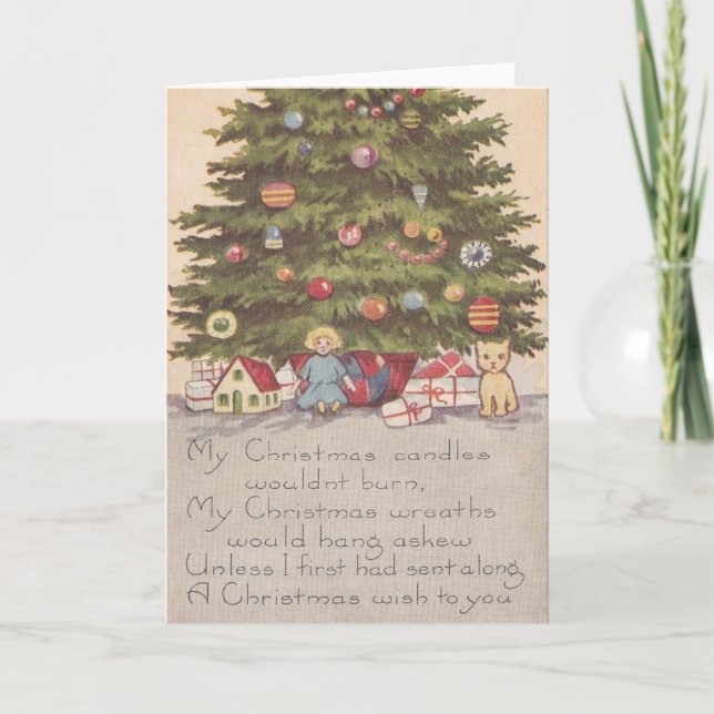 Vintage Christmas Wish Holiday Card (Front)