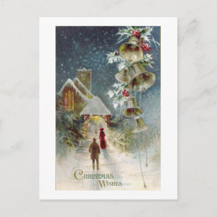 Vintage Christmas Wishes Holiday Postcard