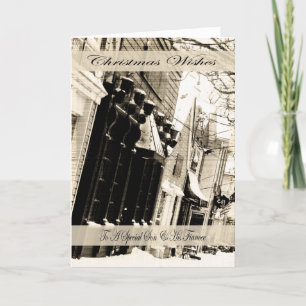 Vintage Christmas Wishes, Son And Fiancee Holiday Card