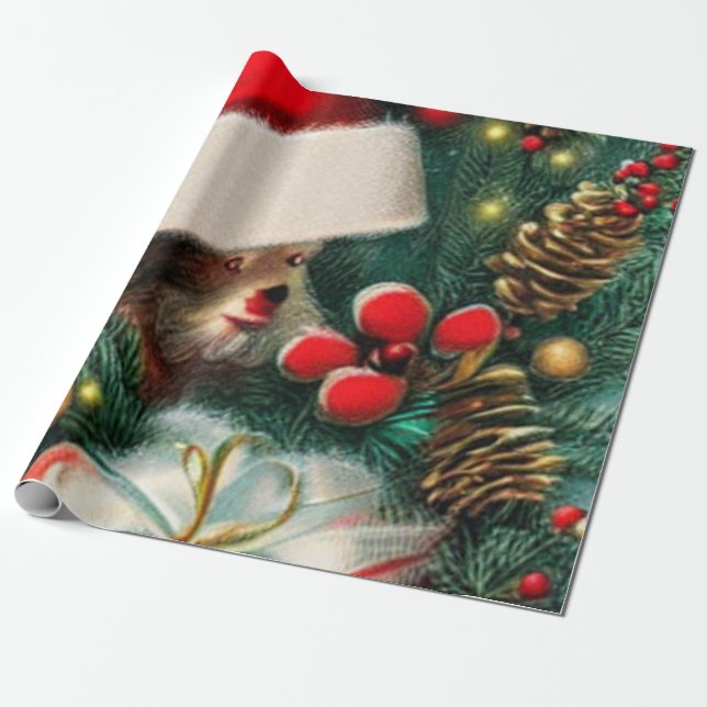 Vintage Christmas Wrapping Paper (Unrolled)