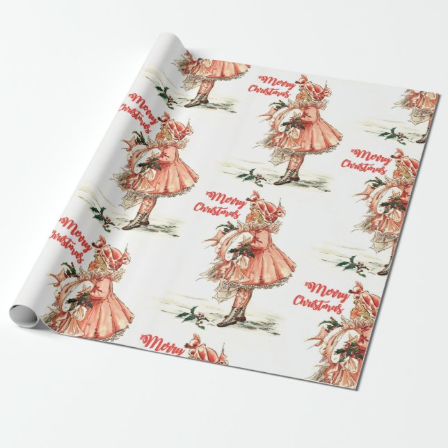 Vintage Christmas Wrapping Paper (Unrolled)