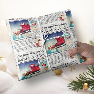 Vintage Christmas Wrapping Paper Newspaper Wrap
