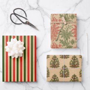 Vintage Christmas Wrapping Paper Sheet