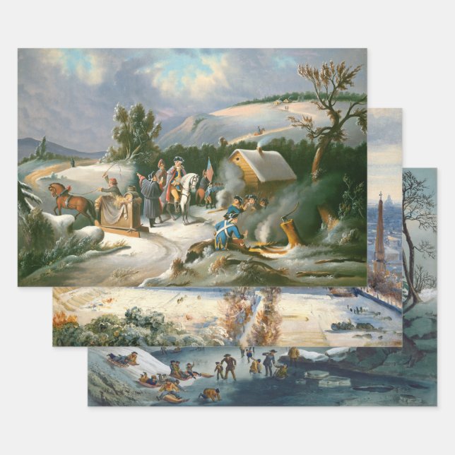 Vintage Christmas Wrapping Paper VALLEY FORGE... (Set)