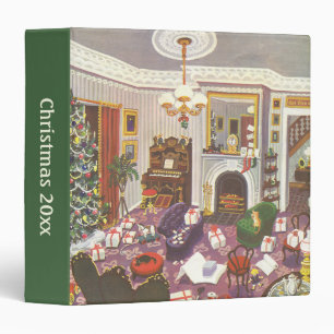 Vintage Christmas Wrapping Presents in Living Room Binder