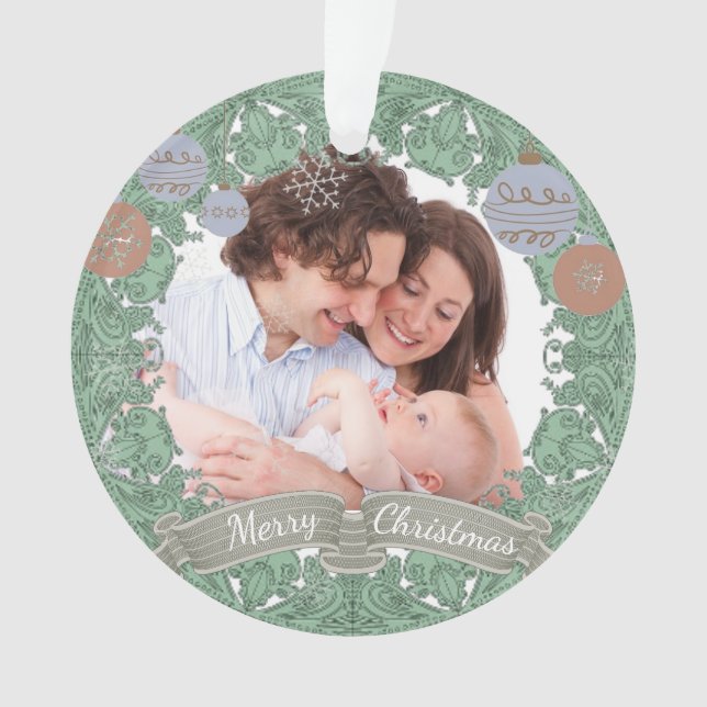 Vintage Christmas Wreath Custom Photo (devant)