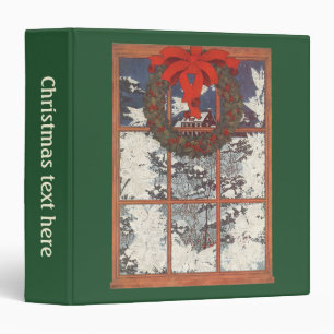 Vintage Christmas Wreath in a Window with Snow Binder