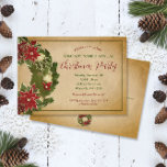 Vintage Christmas Wreath on Parchment Party Invitation<br><div class="desc">This elegant, vintage design features a Christmas wreath with poinsettias on a faux kraft/parchment paper background. Click the customize button for more flexibility in modifying the text and the graphics! Variations of this design as well as coordinating products are available in our shop, zazzle.com/store/doodlelulu. Contact us if you need this...</div>