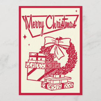 Vintage Christmas Wreath Party Invitation