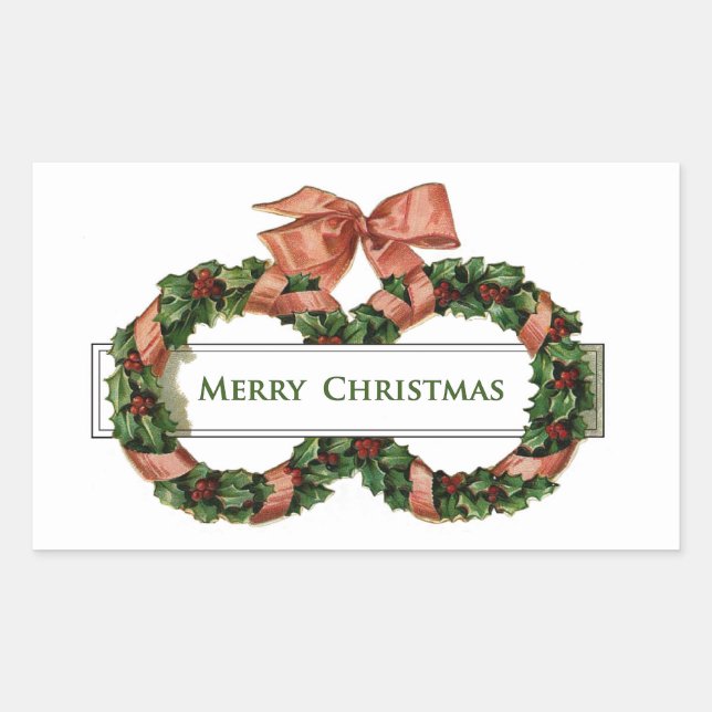 Vintage Christmas Wreaths Sticker (Front)