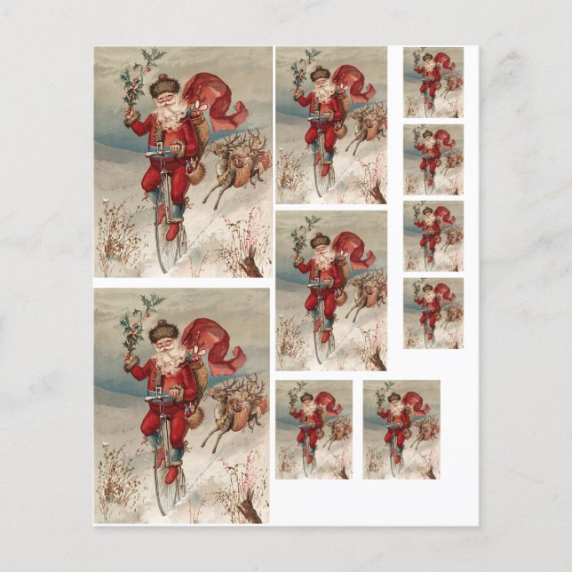 Vintage Christmas Yule Holiday Multi Image Sheet (Front)