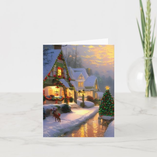 Vintage Christmastime Blank Holiday Greeting Card (Front)