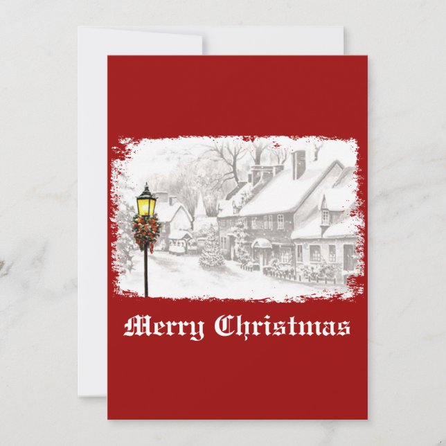 Vintage ChristmasTown Party Invitation (Front)