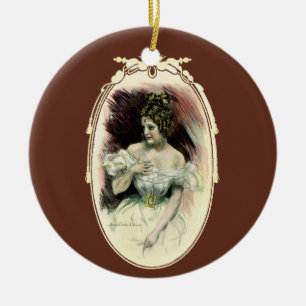 Vintage Christy Girl, Antique Bridal Portrait Ceramic Ornament