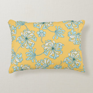 Vintage Chrysanthemum Flowers, Oriental Pattern. Accent Pillow