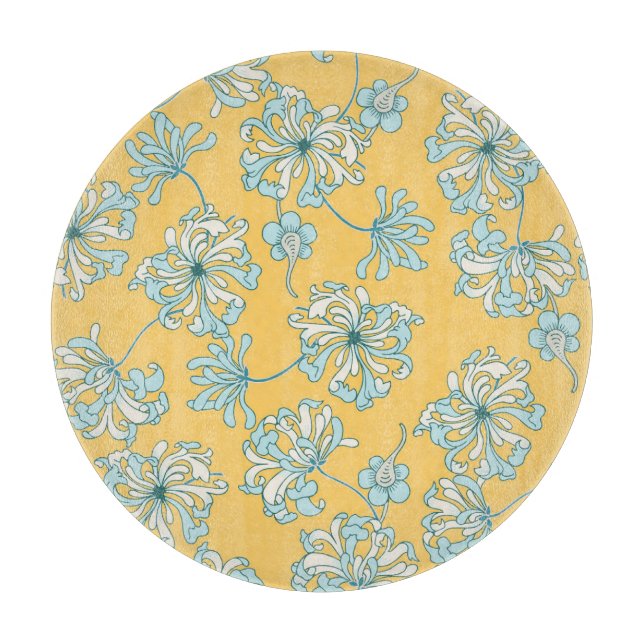 Vintage Chrysanthemum Flowers, Oriental Pattern. Cutting Board (Front)