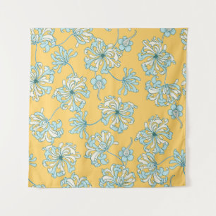 Vintage Chrysanthemum Flowers, Oriental Pattern. Tapestry