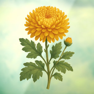 Vintage Chrysanthemum Window Cling