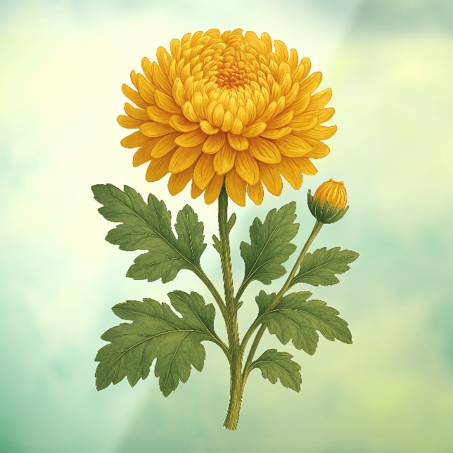 Vintage Chrysanthemum Window Cling (Sheet 3)