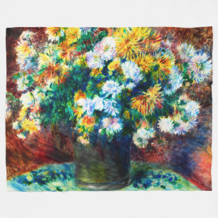 Vintage Chrysanthemums by Pierre-Auguste Renoir Fleece Blanket
