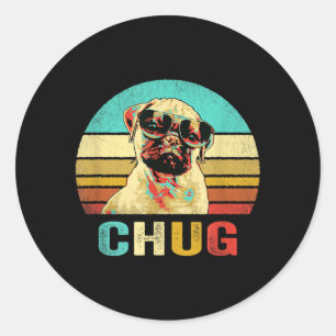 Vintage Chug Shirt Dog Sunset Classic Round Sticker