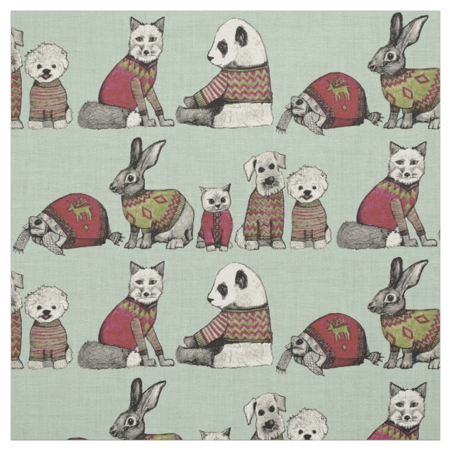 vintage chums mint fabric (Swatch)