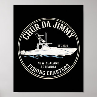 Vintage CHUR DA JIMMY Fishing Charters Poster