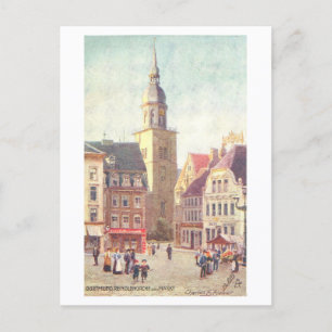 Vintage Church and Market, Dortmund, Germany Postcard