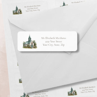 Vintage Church Blue Steeple