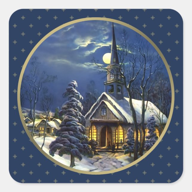 Vintage Church Christmas Gift Stickers (Front)
